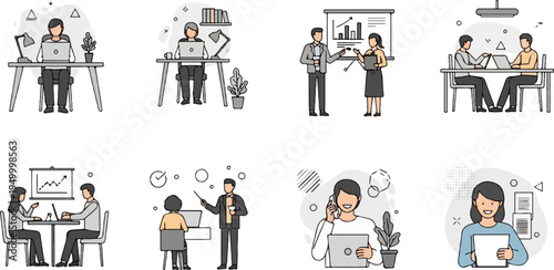 Diverse individuals working and collaborating in office settings (1)