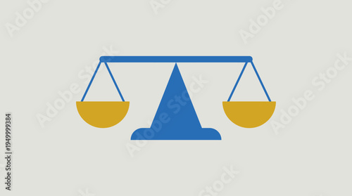 A simple, stylized illustration of a balanced blue and gold justice scale on a plain light background, symbolizing equality and fairness.