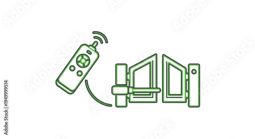 Remote Controlled Gate Automation Icon, Security and Access Control Concept