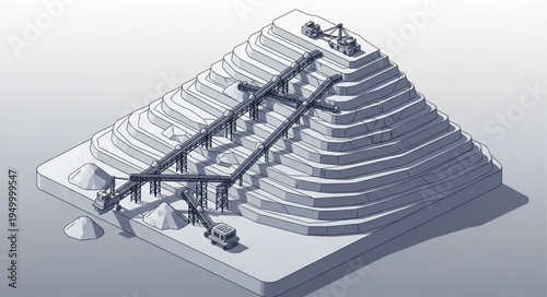 Ancient Egyptian Pyramid Construction Scene Illustration.