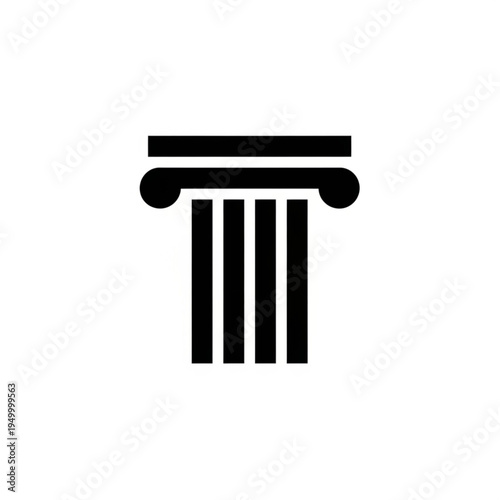 Ancient Greek Ionic Column Architectural Element Symbol.