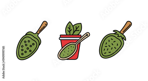 Pesto Line art vector set minimal abstract graphic color
