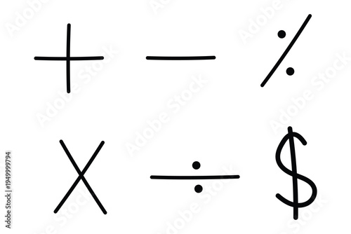 Mathematical symbols for basic arithmetic operations