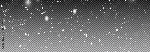 Sparkling snowflakes and glowing fairy dust particles on transparent background. White glitter 