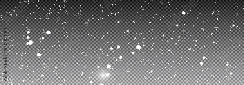 Sparkling snowflakes and glowing fairy dust particles on transparent background. White glitter 