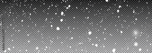 White Snow. Falling Snow with Snowflakes.  Snowflakes background. Vector illustration