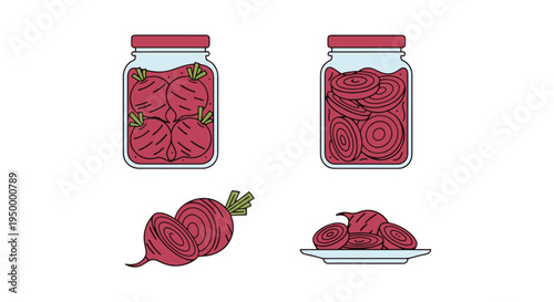 Pickled Beets Line art vector clean modern abstract illustration
