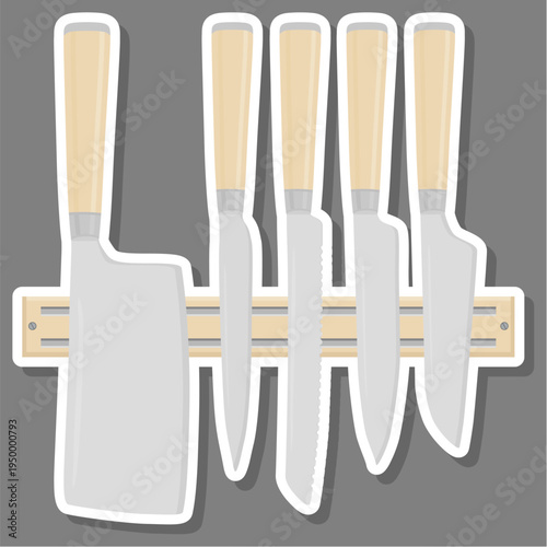 set different types knife different size for butcher