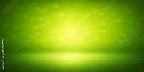 A vibrant green abstract background features a bright sun burst and glowing nature rays, blending summer light with a blue sky vector design for a creative spring wallpaper backdrop