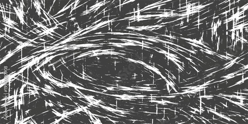 Abstract a dynamic black and white design features swirling lines, creating a sense of movement and energy, evoking a feeling of abstract artistry. 