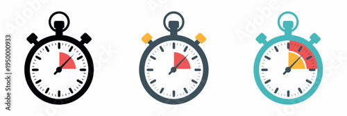 Stopwatch icon collection isolated on white background representing timer, time tracking and precision measurement illustration