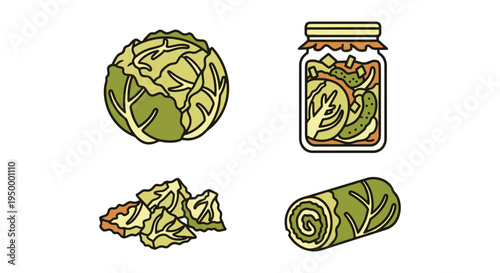 Pickled Cabbage Line art clean dynamic abstract vector