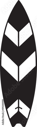 Vector surfboard icon, black and white