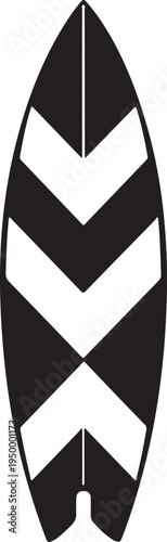 Vector surfboard icon with black and white chevron pattern