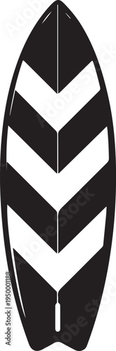 Vector surfboard icon, black and white chevron design
