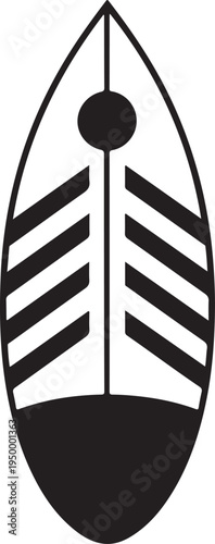 Vector surfboard icon, black and white