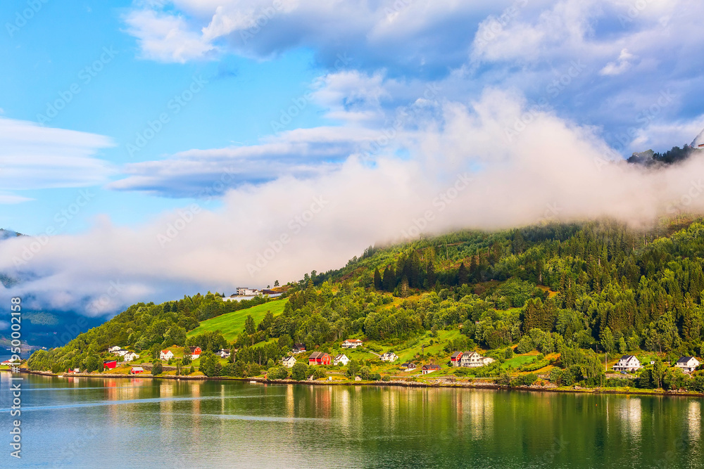 Obraz premium Norway fjord village landscape