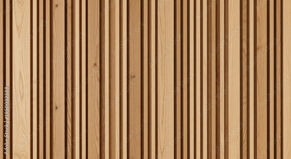 Fototapeta premium Vertical Wood Slat Wall Panel Texture Background, Natural Oak Wood Grain Pattern, Interior Design Element for Modern Architecture and Decor