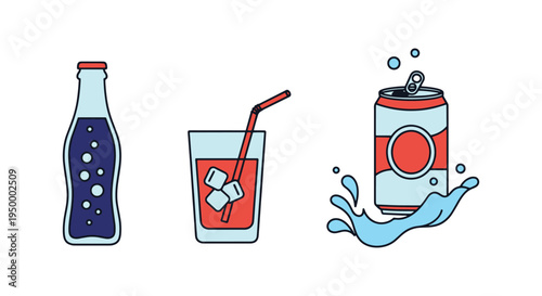 Soda Water Line art vector creative contemporary abstract style illustration