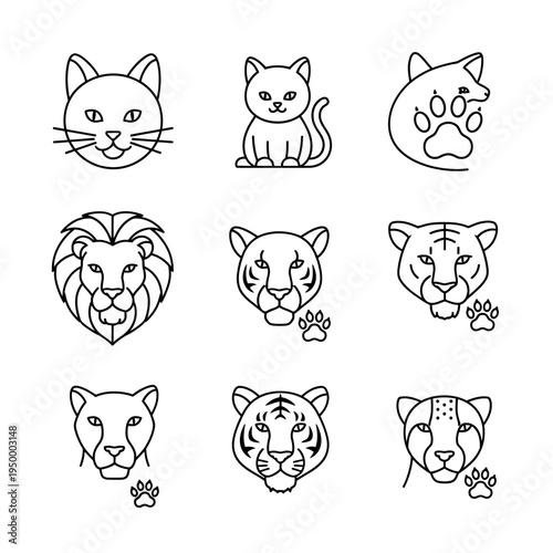 Collection of various animal line art.