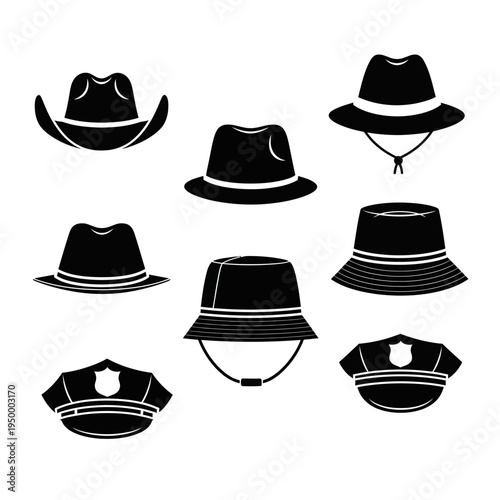 Collection of various hat styles.