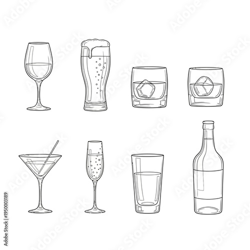 Collection of various drinking glasses.