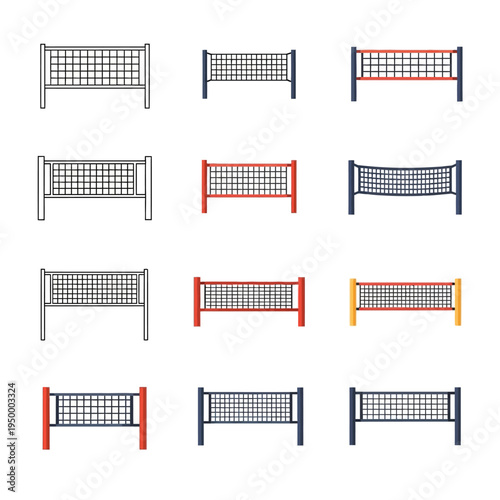 Colorful soccer goal nets collection.