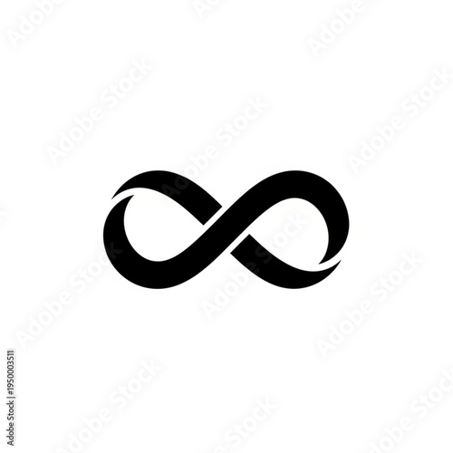 Black infinity symbol isolated on white background.