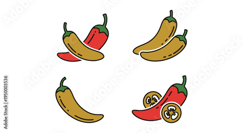 Pickled Jalapenos Line art colorful abstract modern illustration