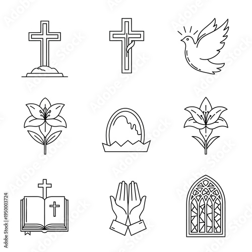 Religious symbols and Christian icons.