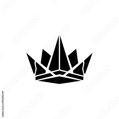 Black Crown Silhouette Geometric Design Royal Symbol.