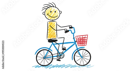 Cute child riding bicycle outdoor cartoon vector illustration