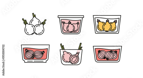 Pickled Onions Line art vector modern bold abstract color illustration