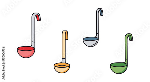 Soup Ladle Line art vector minimal elegant abstract color illustration