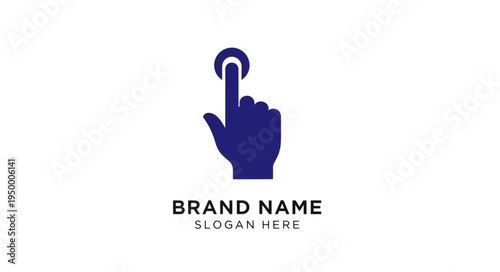 Blue hand icon pointing and pressing a button.