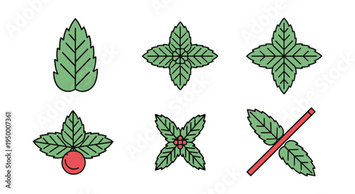 Spearmint Line art vector set soft clean abstract