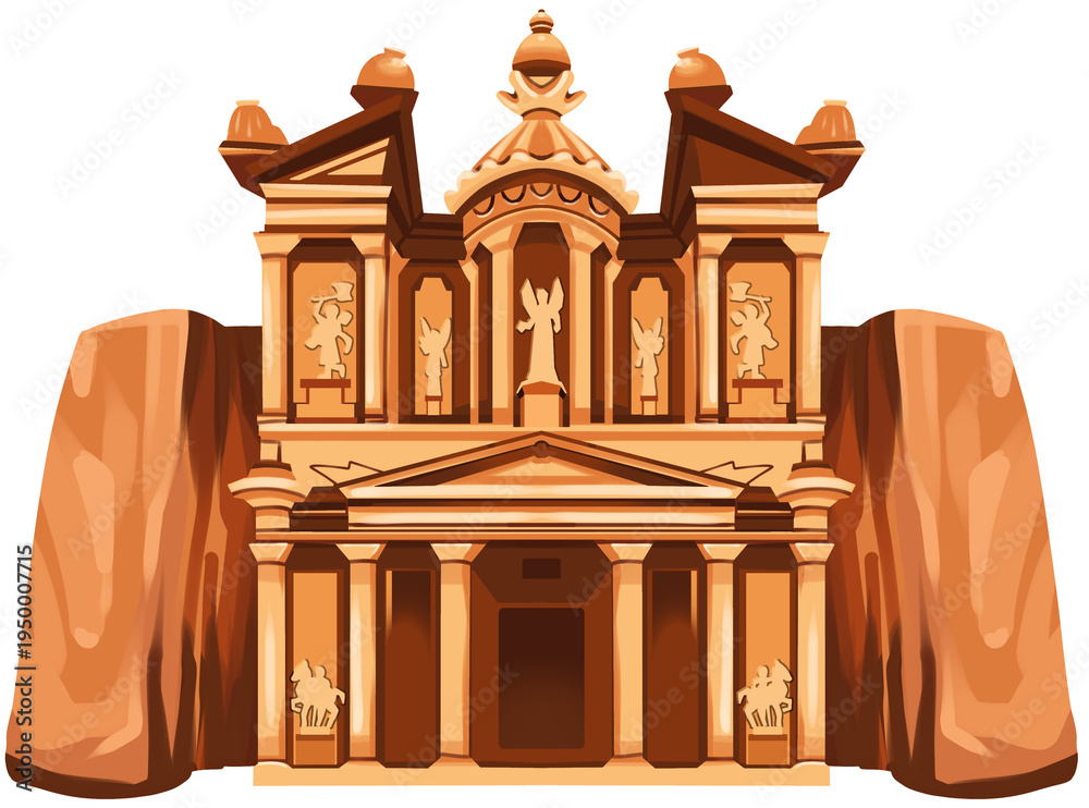 Fototapeta premium Petra Treasury Jordan Landmark Illustration