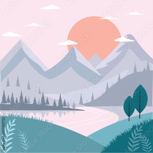 vector illustration of a mountain landscape
