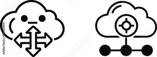 Cloud computing security and data encryption icons