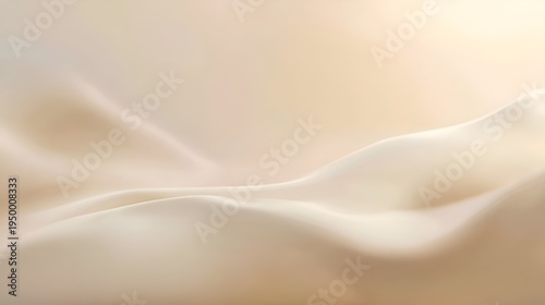 Smooth beige silk drape forming gentle undulating waves and graceful curves, an elegant minimalist background with soft folds, serene texture and subtle fluid motion