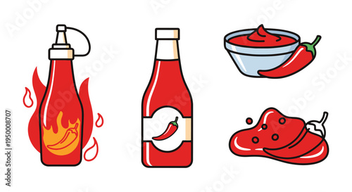 Spicy Ketchup Line art vector clean smooth abstract tone illustration