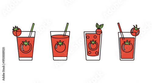 Spicy Tomato Juice Line art creative fluid abstract color vector
