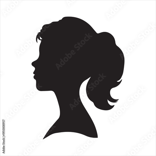 African American Side Silhouette with Curly Hair and Beautiful Face