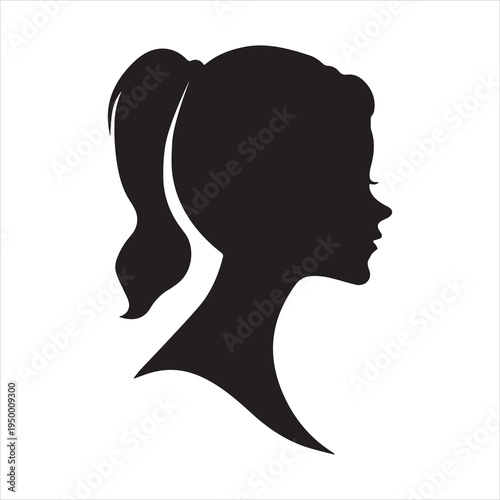 African American Side Silhouette with Curly Hair and Beautiful Face
