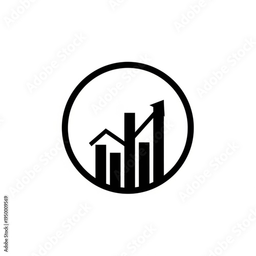 Business Growth Chart Icon with Upward Arrow.