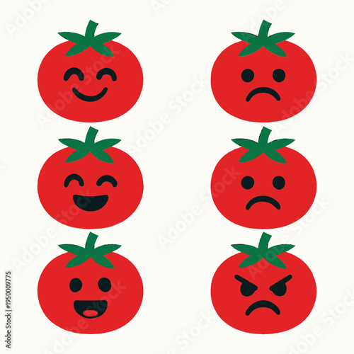Emotive Tomatoes Display Various Facial Expressions Side By Side
