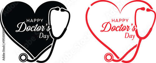 Happy Doctor's Day celebration with heart and stethoscope symbols