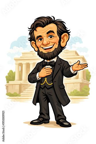 Abraham Lincoln Hero Pose Caricature Ultra Flat Vector Character