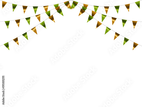 ガーランド三角ひも、曲線、金4黄緑F1