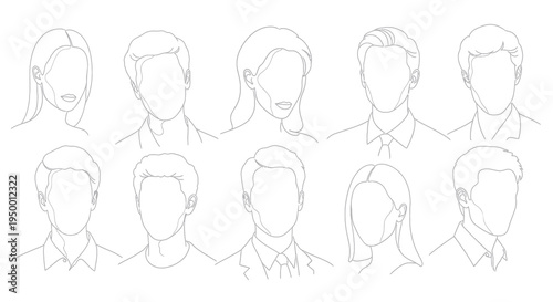 Black and White Line Art Head Portraits for Business  Design
